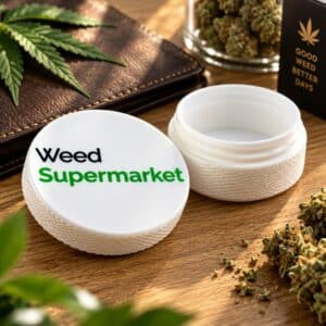 Weed Supermarket branded airtight storage pot