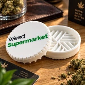 Weed Supermarket branded portable grinder
